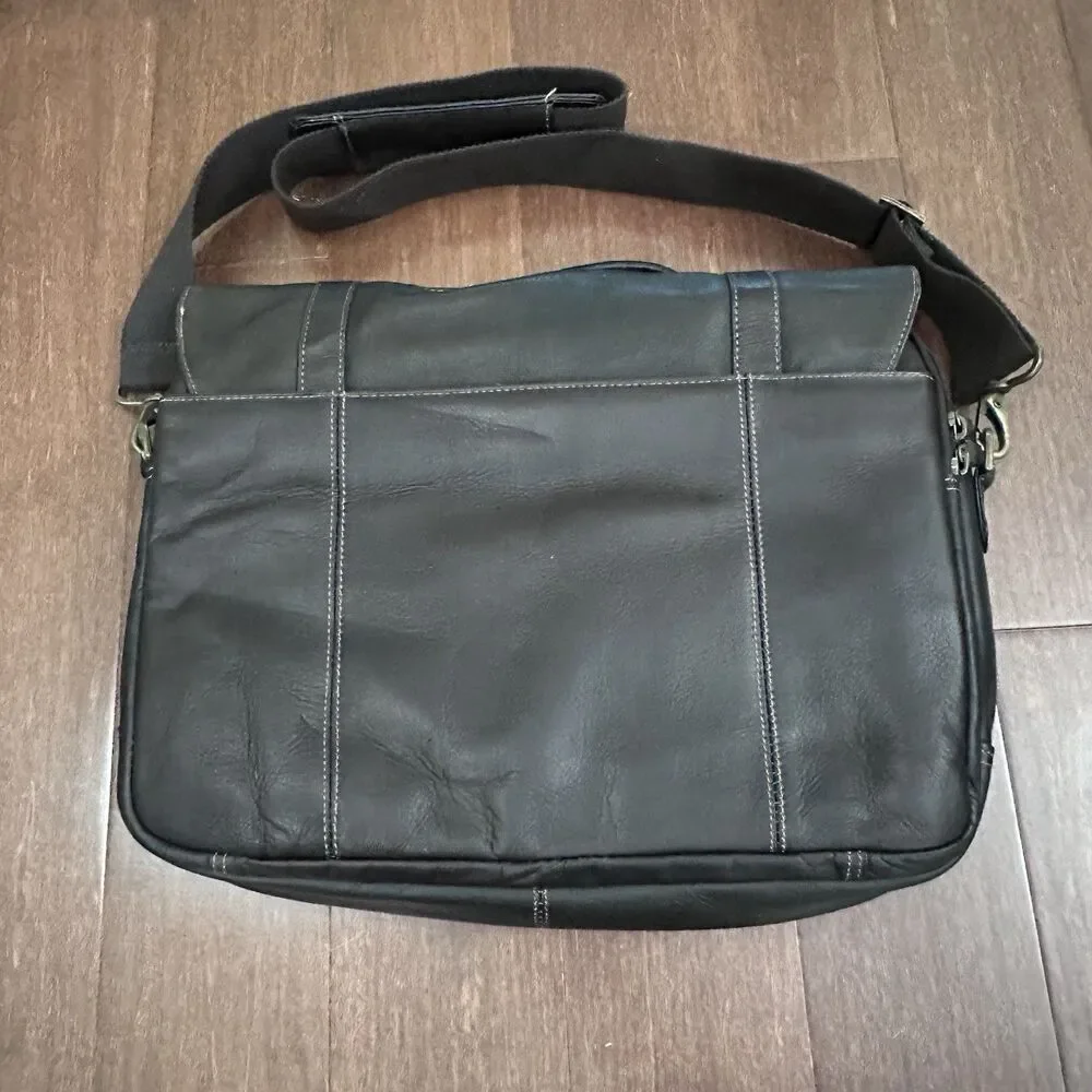 Samsonite Colombian Leather Flap-Over Business Messenger Bag Laptop, Brown